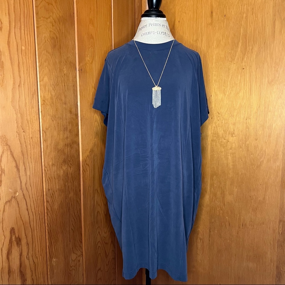 Madewell Blue Sandwashed Jersey T-shirt Dress Size L